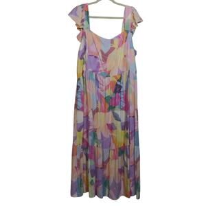 Gap Maternity Flutter Sleeve Midi Dress Multicolor Size XXL